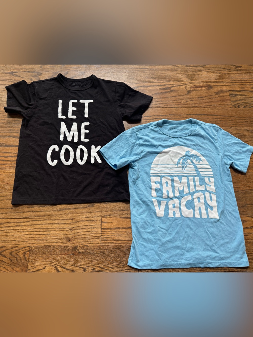 The Children’s Place Let Me Cook / Family Vacay boys graphic tees size M (7/8)